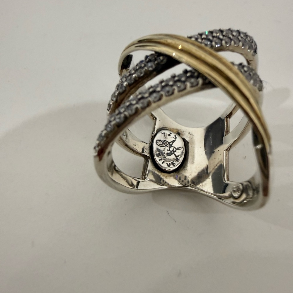 Rings Bundle Sterling Silver 925 Colombian Made with Rhinestones 5 piece Size 7 - Picture 7 of 8